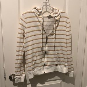 Roxy White and Striped Hooded Zip Up Sweatshirt Sz. SM